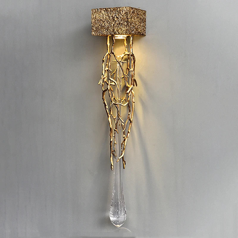 Postmodern créatif cuivre cristal applique allée fond mur cage d'escalier chevet salon applique échantillon applique murale LED lampe - vue 3 sur 8