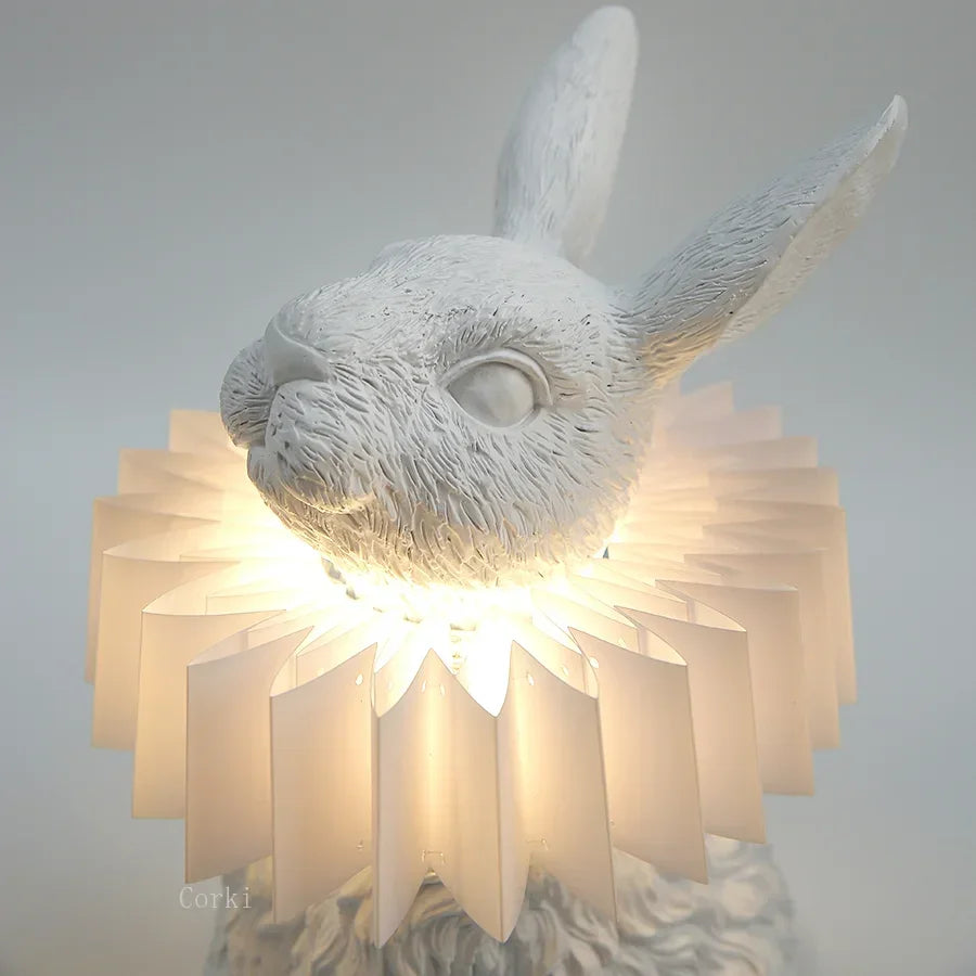 lampe de chevet lapin en résine style nordique décorative et moderne - vue 6 sur 15