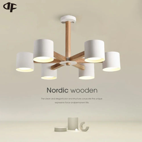 Nordique en bois massif plafond lustre salle à manger lustre salon plafond lustre chambre éclairage E27 ampoule LED