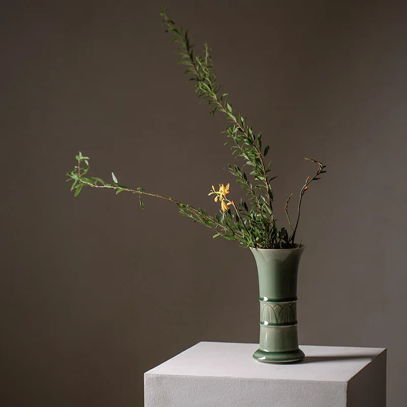 vase en céladon fleur literati décoration créative florale - vue 5 sur 6