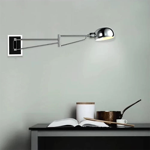 applique murale moderne en métal réglable à bras long avec interrupteur