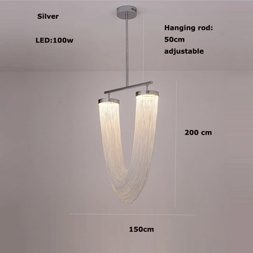 lustre art déco led dimmable en aluminium doré design moderne élégance - vue 16 sur 21