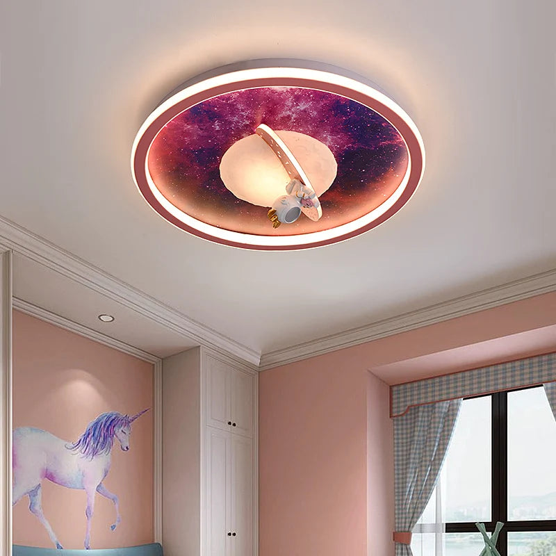 plafonnier led moderne pour chambre d'enfant astronaute décoratif - vue 3 sur 8