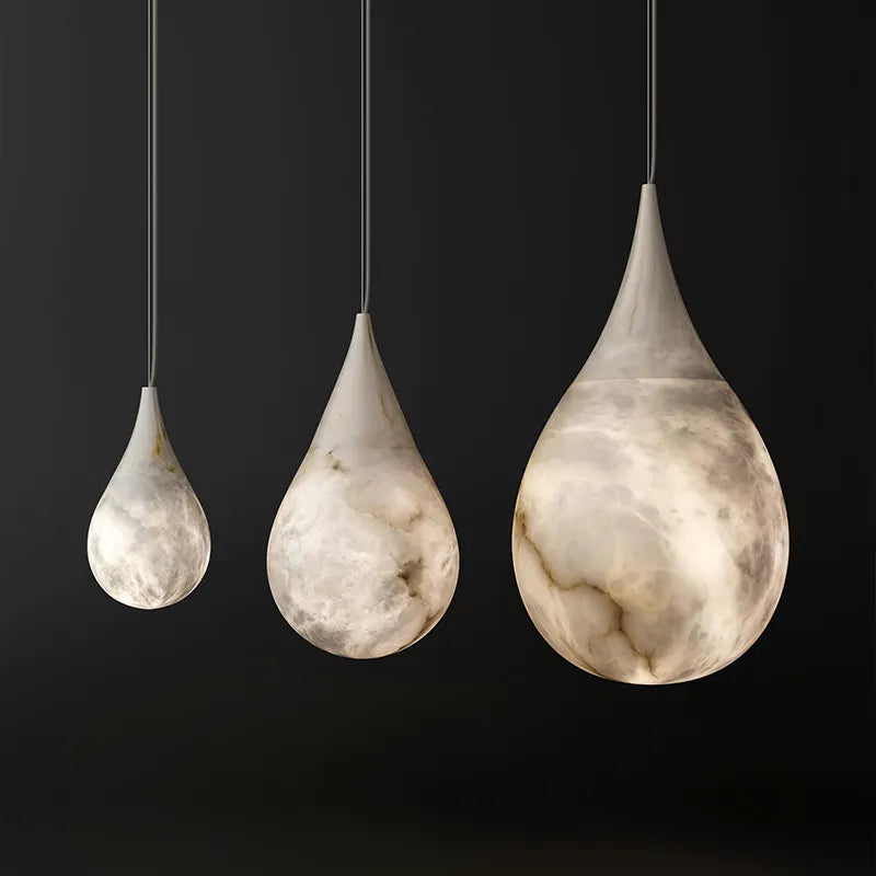 Design américain postmoderne albâtre goutte de pluie suspension éclairage style minimaliste éclairage pour chambres et restaurants - vue 7 sur 8
