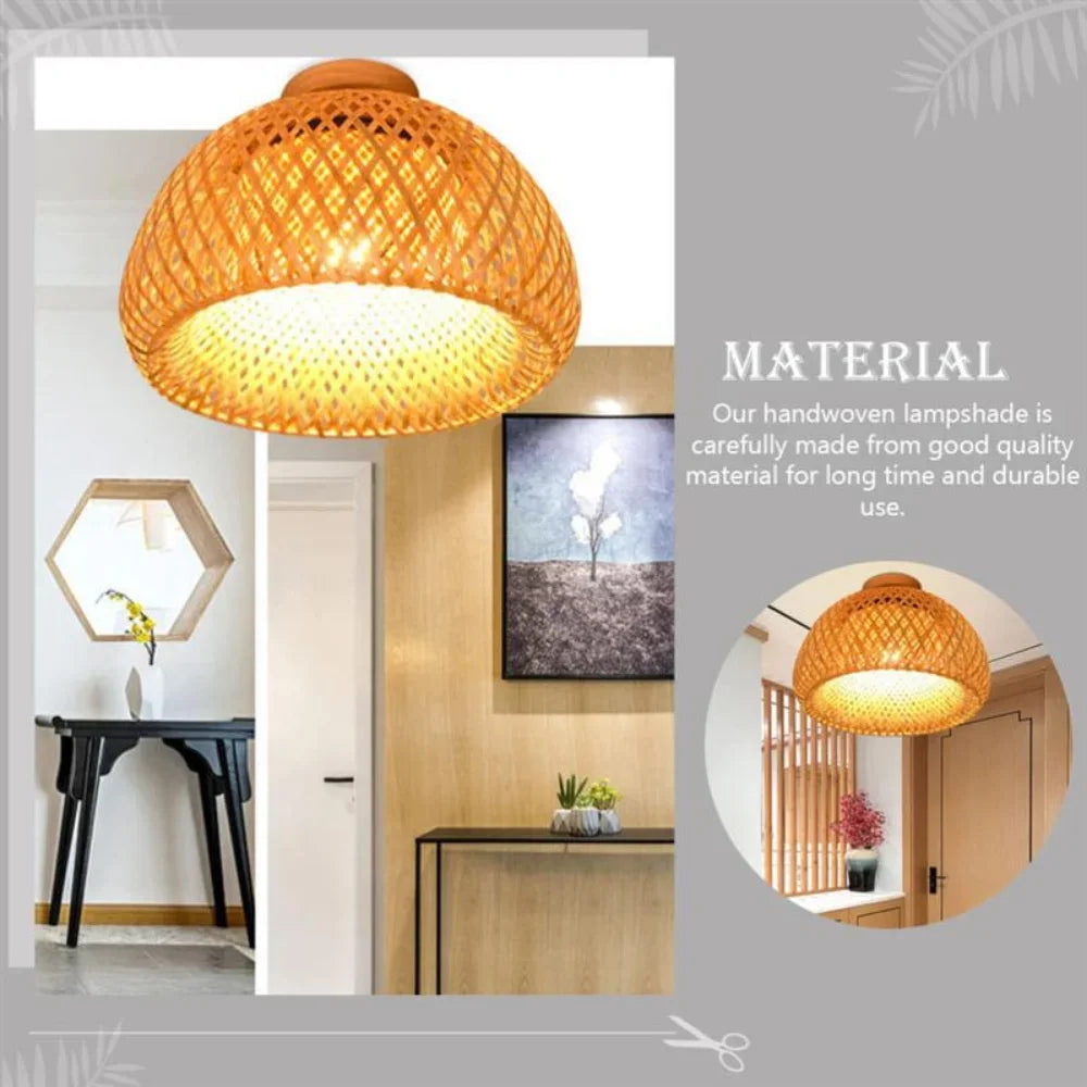 30 rotin osier plafonnier suspension abat-jour maison chambre décor Lustre bambou bois Art suspendu Lustre Luminaire - vue 7 sur 7