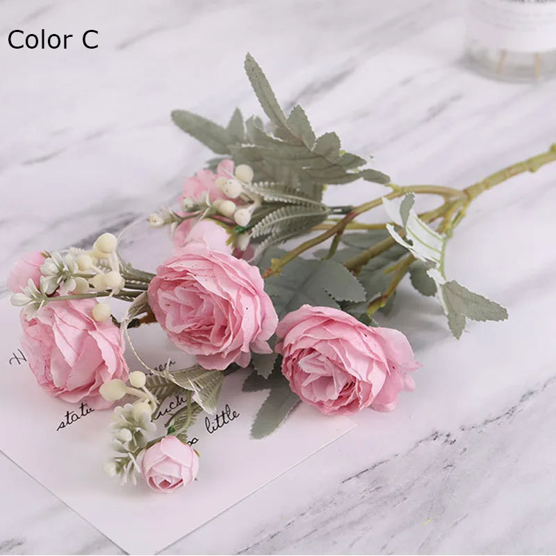 bouquet de roses artificielles en tissu pour déco mariage et maison - vue 12 sur 14