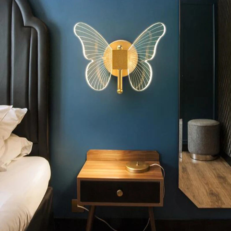 applique murale LED papillon intérieur nordique style cuivre - vue 5 sur 8