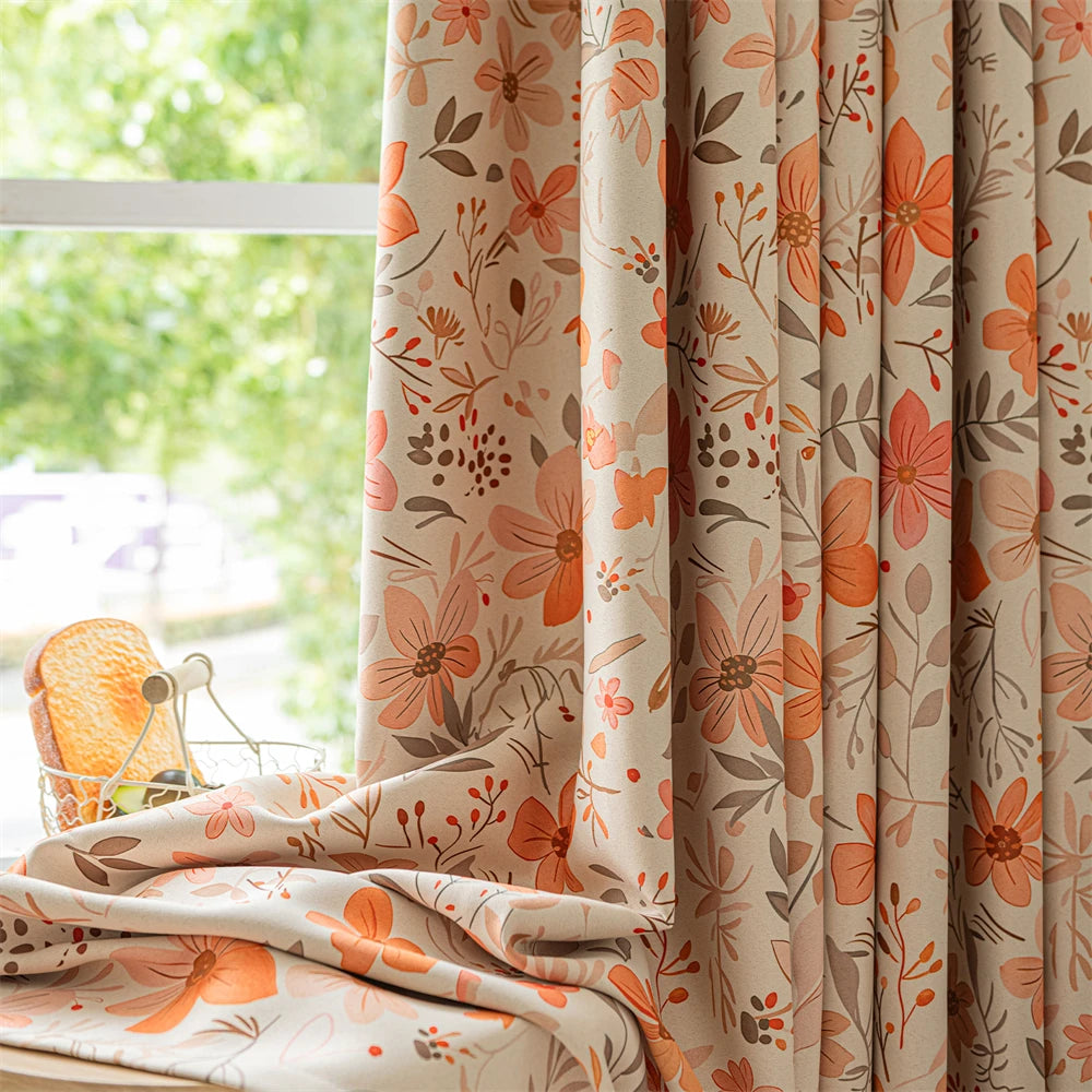 Rideau occultant motif floral moderne pour salon chambre - vue 2 sur 7
