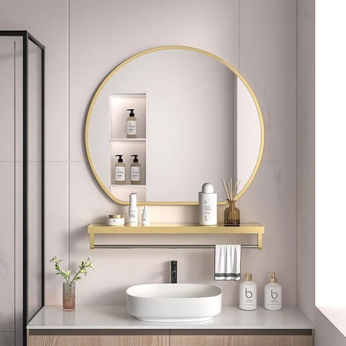 miroir de maquillage avec rangement muraux en métal - vue 2 sur 8