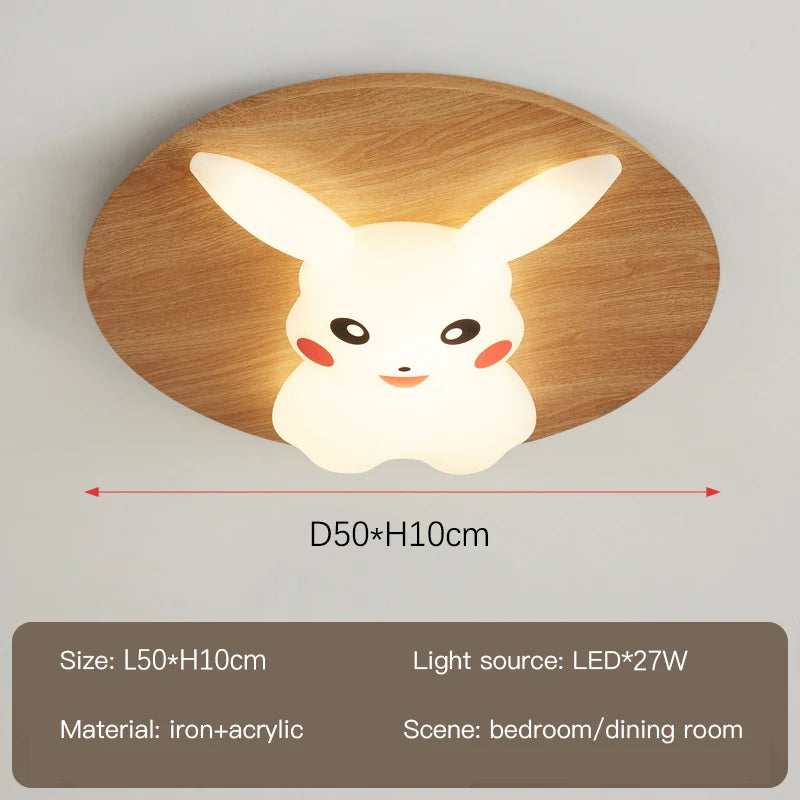 lustre moderne pour enfant avec design lapin en bois