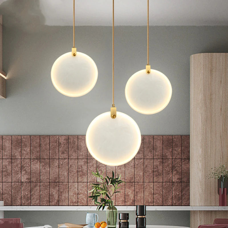 lustre moderne en marbre créatif led imitation luxe - vue 3 sur 10