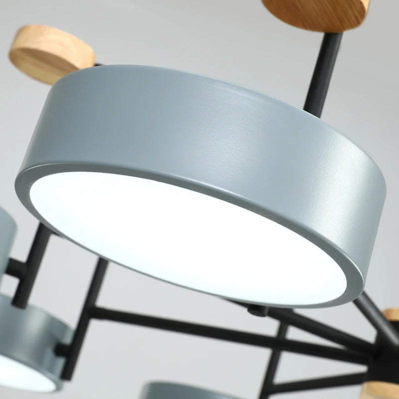 lustre en fer et bois acrylique style nordique décoration intérieure - vue 6 sur 6