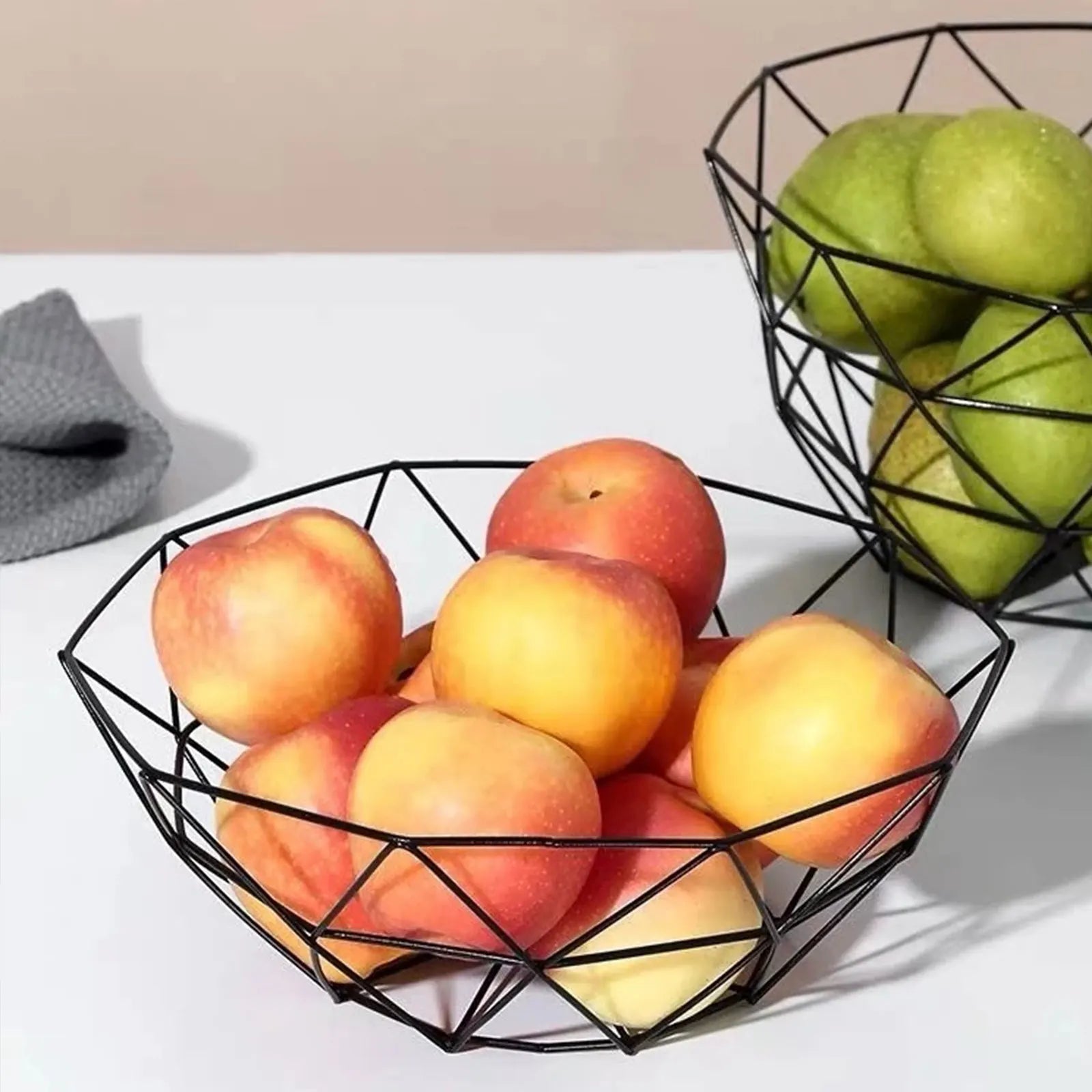 paniers à fruits en métal pour rangement cuisine et desserts - vue 5 sur 14