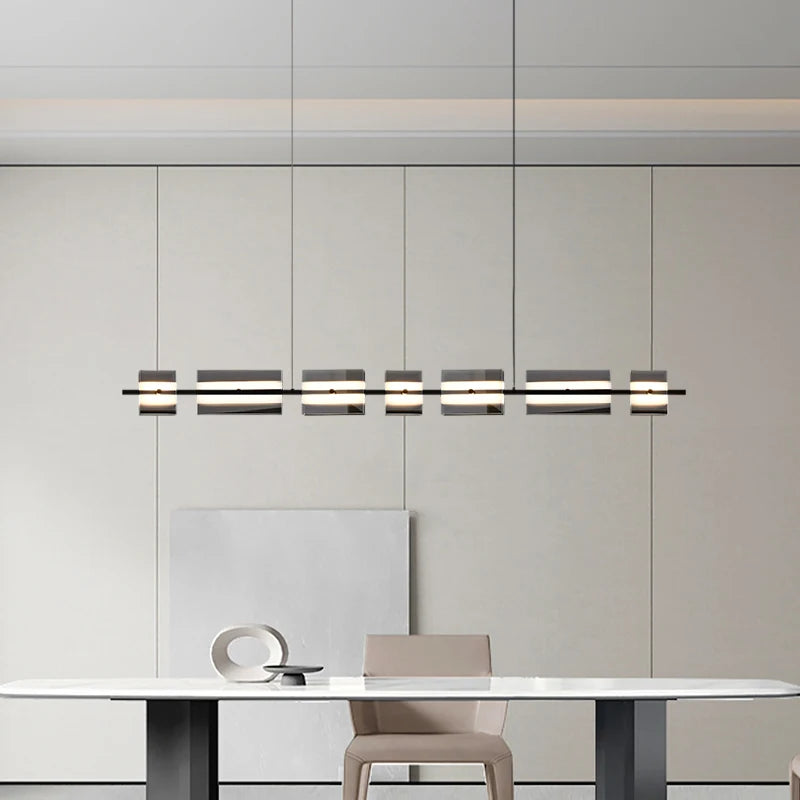lustre minimaliste italien en cuivre et verre moderne - vue 3 sur 8