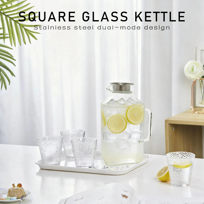 Theiere en verre borosilicate avec couvercle grande capacite