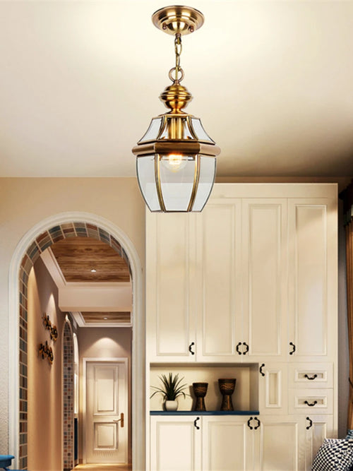 suspension led antique en verre et cuivre pour extérieur et intérieur - vue 2 sur 7