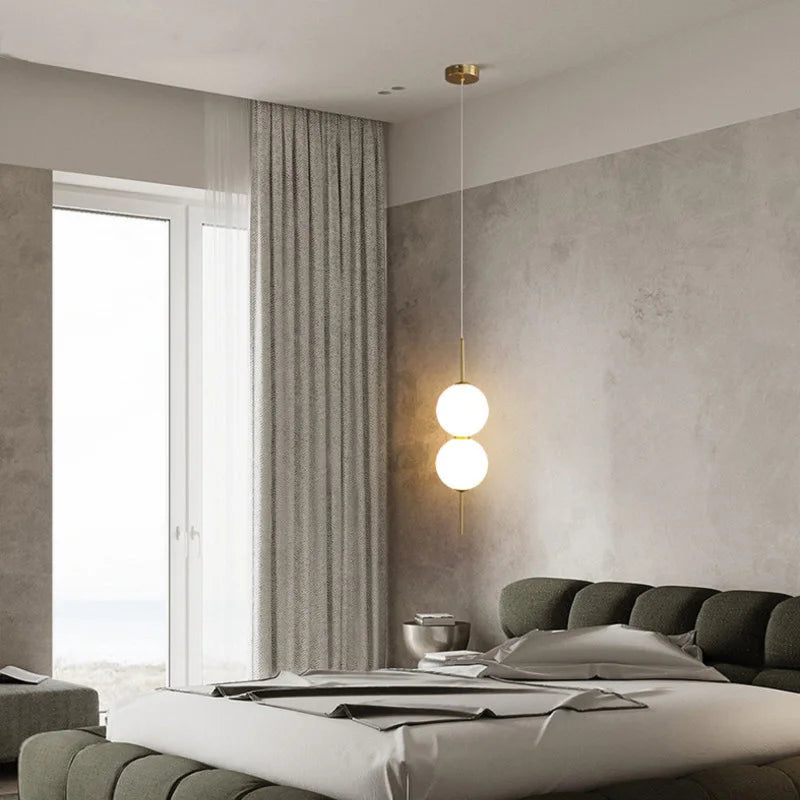 Boule de verre suspension pour chambre chevet lampe suspendue lustres de plafond éclairage moderne décoration entrée Luminaire Led