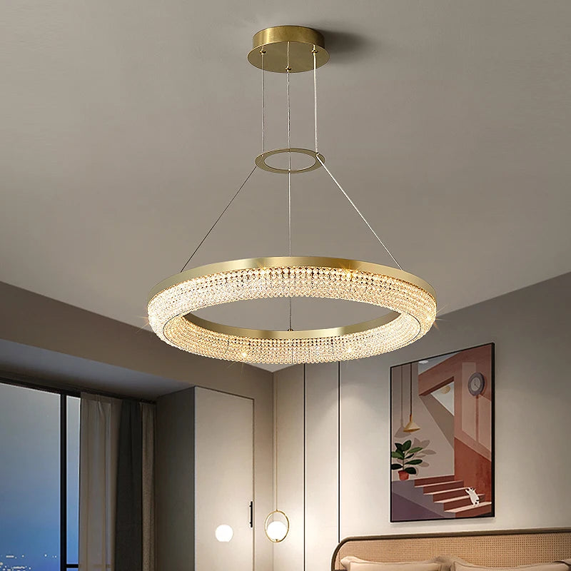 lustre en cristal rond design nordique pour décoration intérieure - vue 2 sur 12