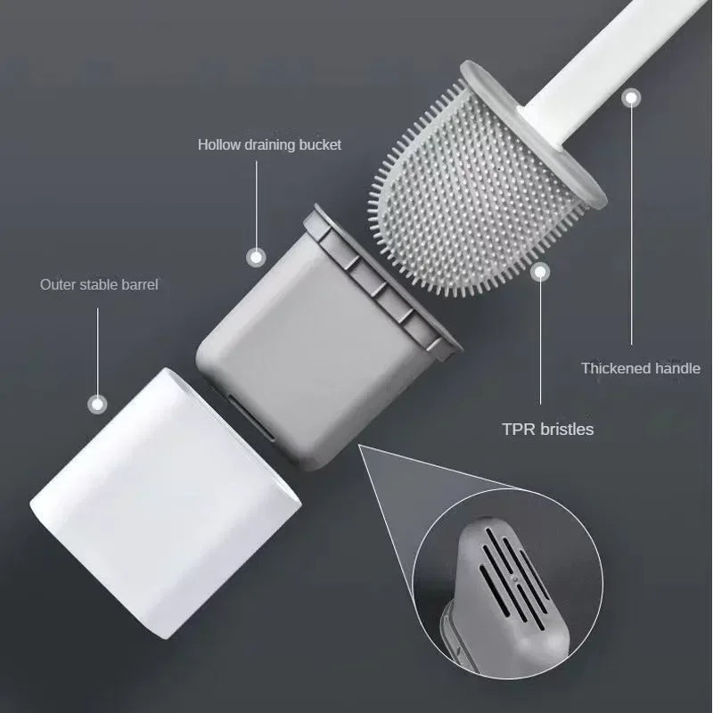 brosse de toilette murale sans perçage avec base drainable - vue 5 sur 9