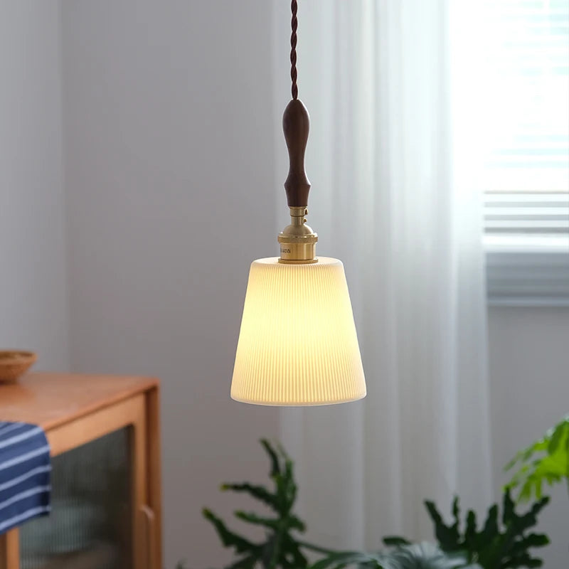 suspension led en céramique japonaise pour cuisine restaurant - vue 2 sur 11
