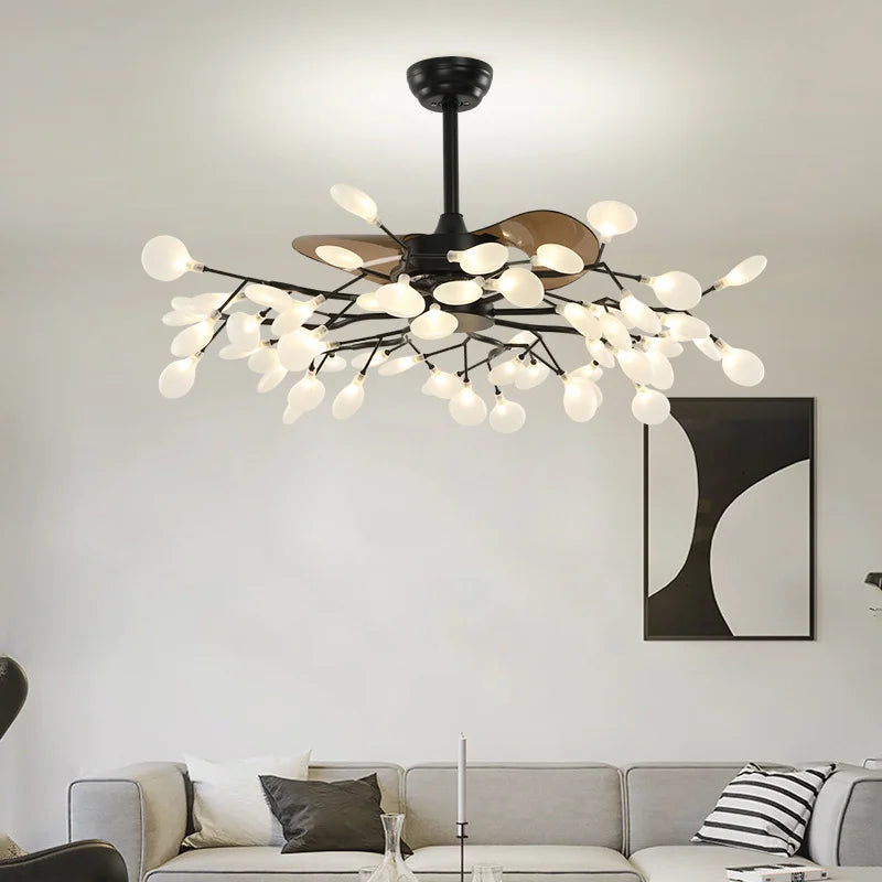 suspension ventilateur créatif moderne avec lumière LED - vue 3 sur 18
