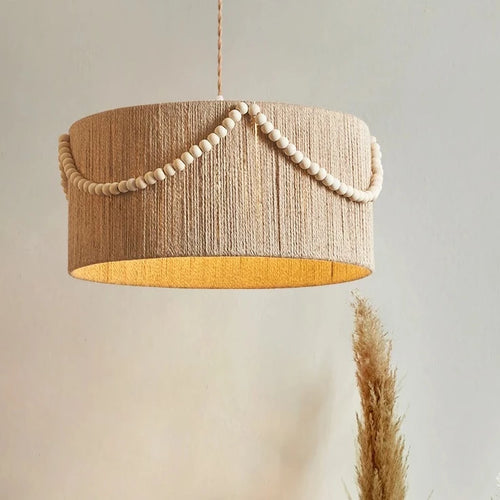 Suspension bohème Wabi Sabi rétro en perles de bois