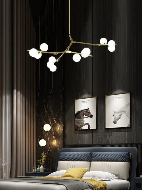 lustre moderne led créatif branche d'arbre moléculaire décorative - vue 5 sur 12