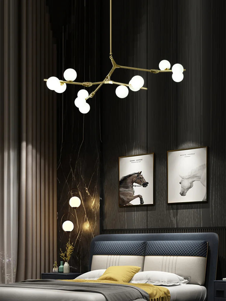 lustre moderne led créatif branche d'arbre moléculaire décorative - vue 4 sur 12