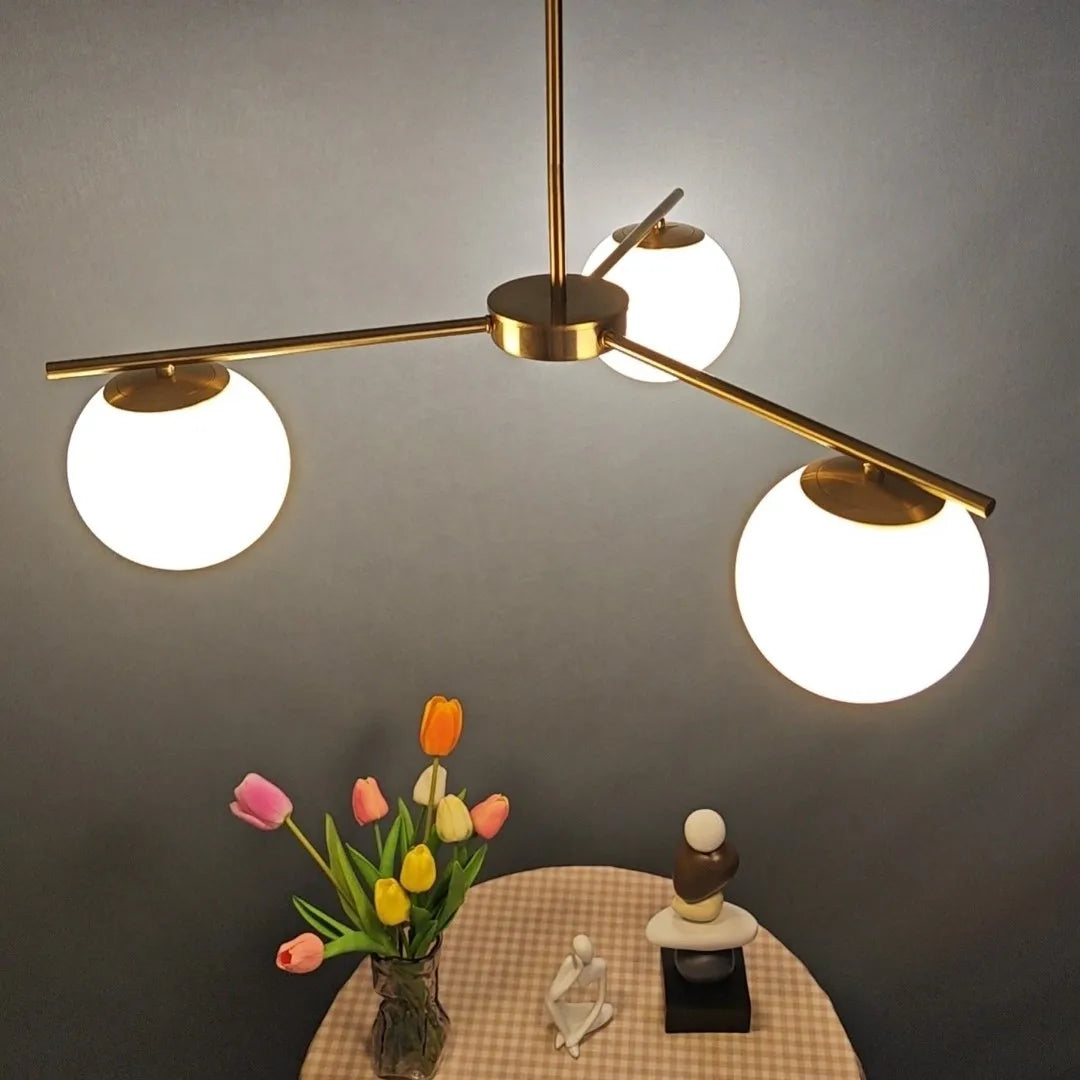 lustre nordique moderne en verre laiteux pour décoration maison - vue 5 sur 7