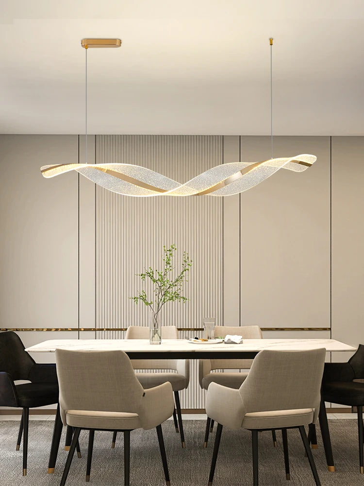 lustre nordique led moderne vague salon restaurant intérieur