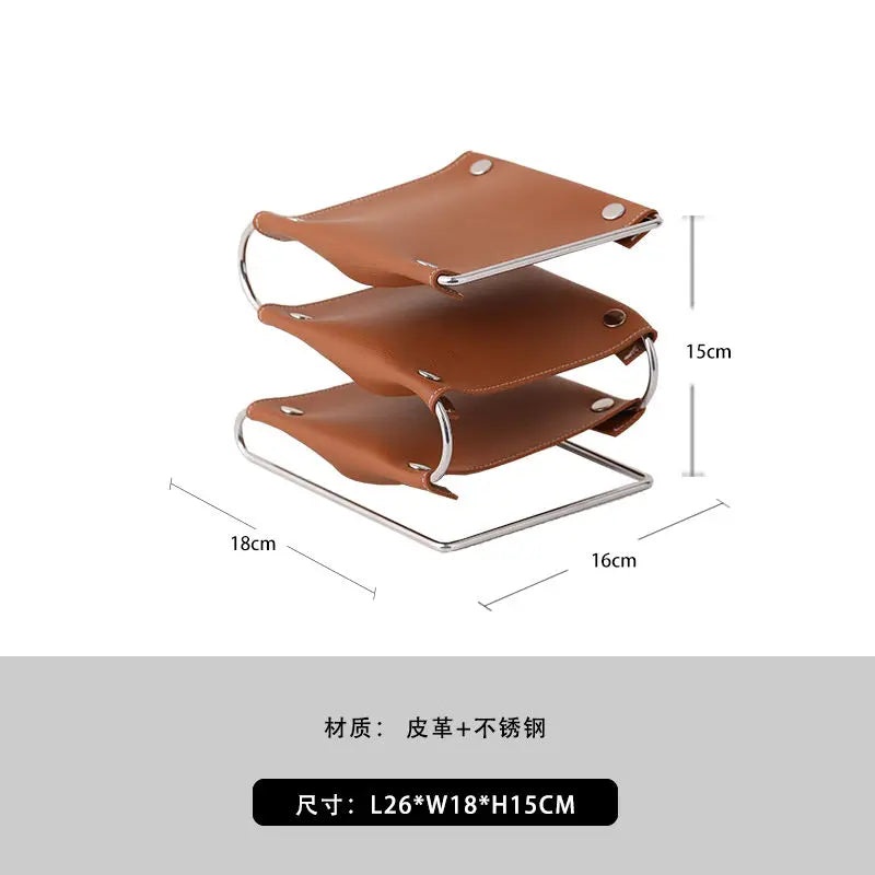 support de rangement multifonction en cuir et acier inoxydable - vue 12 sur 12
