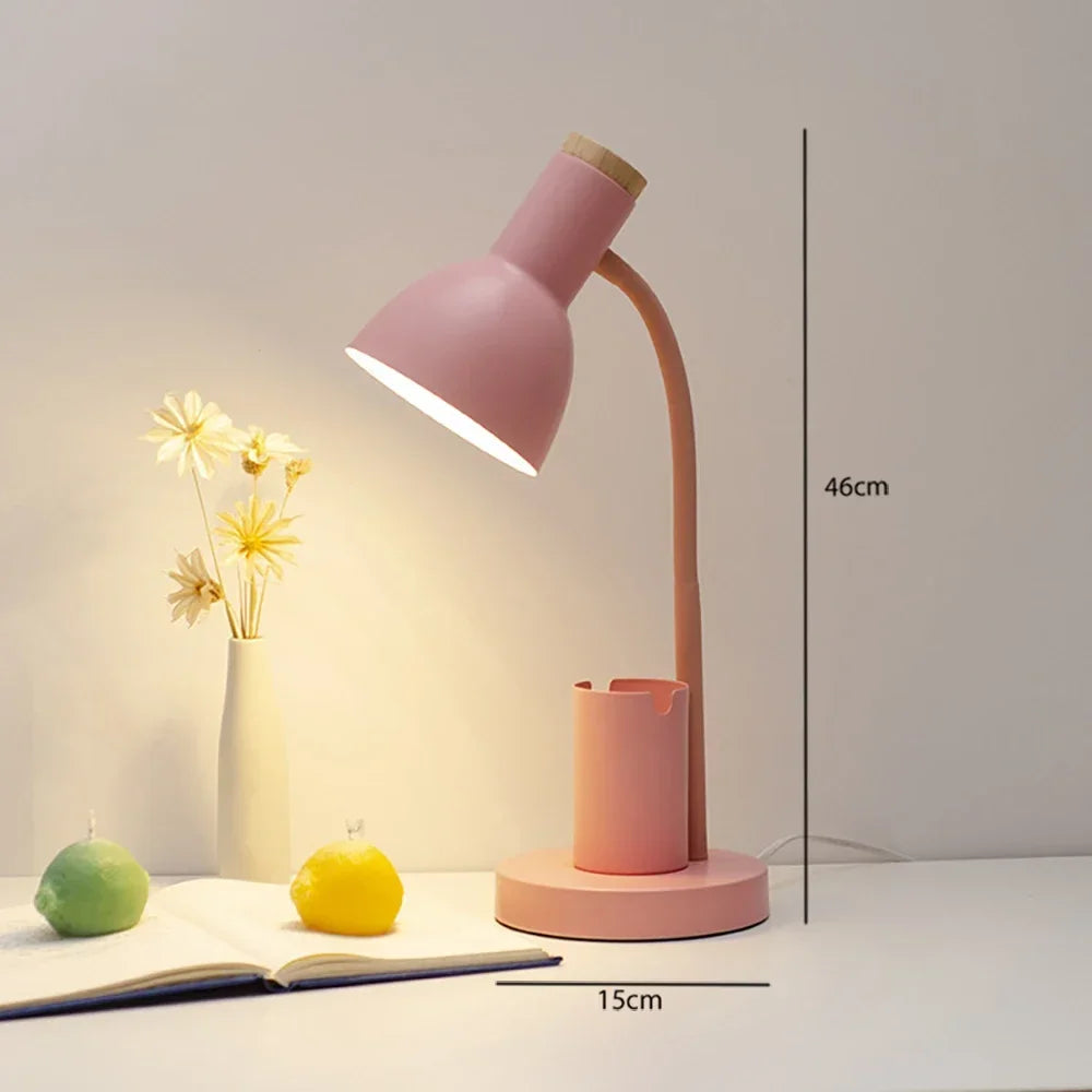 lampe de bureau créative nordique avec porte-stylo led décoratif - vue 6 sur 11