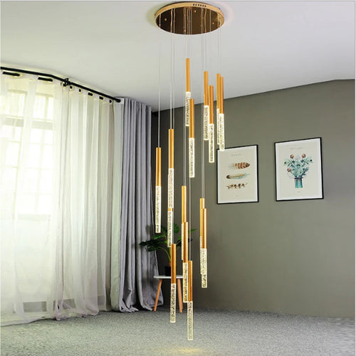 suspension en cristal lustre LED pour éclairage décoratif intérieur - vue 2 sur 12