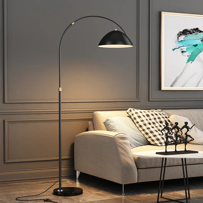Lampadaire arc en métal chromé moderne minimaliste - vue 6 sur 8