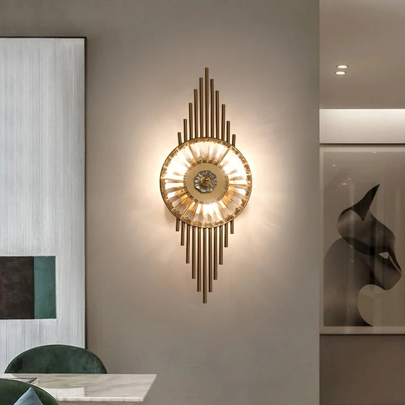 FKL moderne cristal applique salon TV fond mur chambre chevet allée décoration lumière luxe applique - vue 2 sur 11
