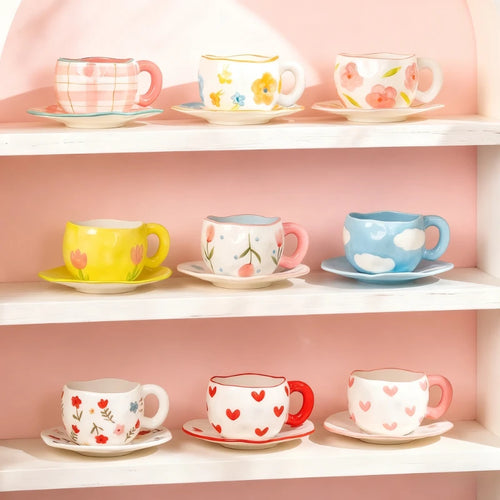 Mug céramique style coréen forme pincée artisanale