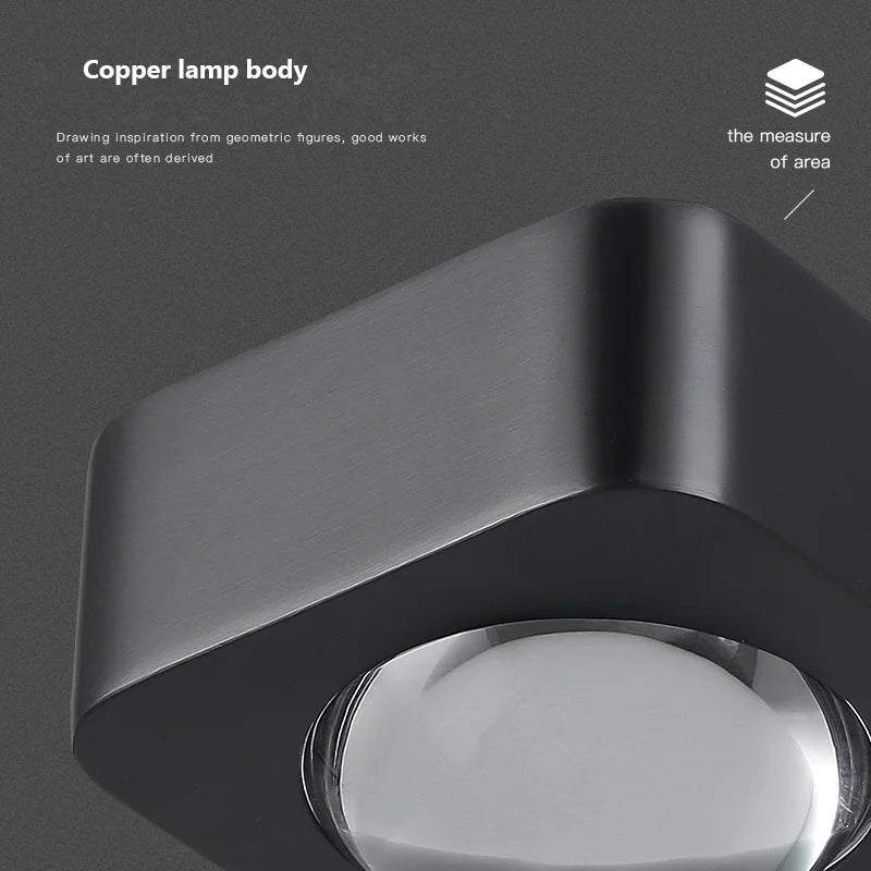 applique murale carré cuivre moderne led double tête luxe - vue 7 sur 8