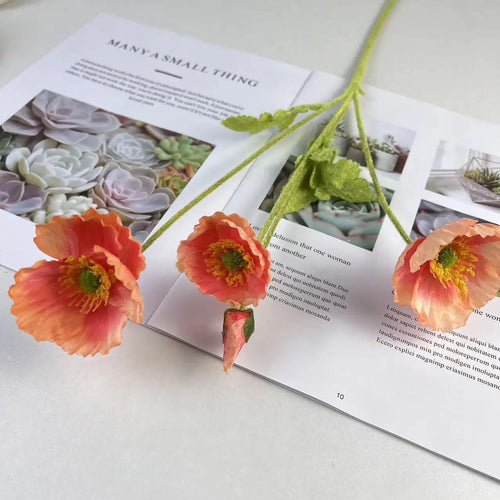 fleurs de pavot artificielles en soie pour décoration et événements - vue 22 sur 21