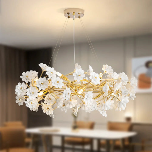 lustre en céramique à fleurs françaises pour décoration romantique - vue 3 sur 8