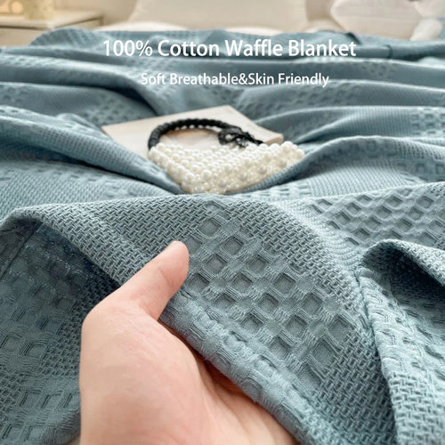 plaid coton gaufré léger pour canapé et chambre