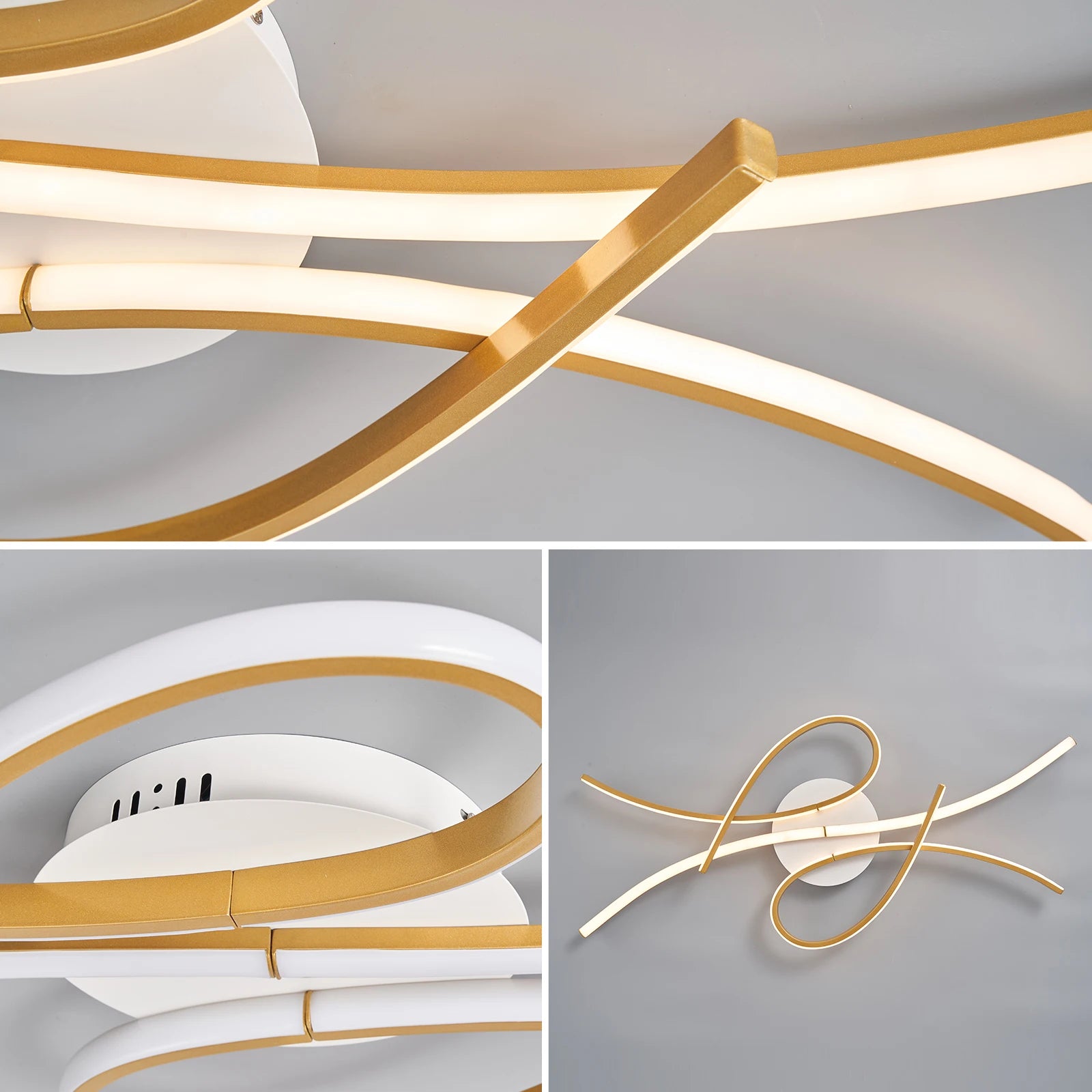 Modern Alexa LED Chandelier For Smart Home, Used In Living Room, Bedroom, Study, Lampara Technology Black/gold Modern Chandelier - vue 7 sur 10