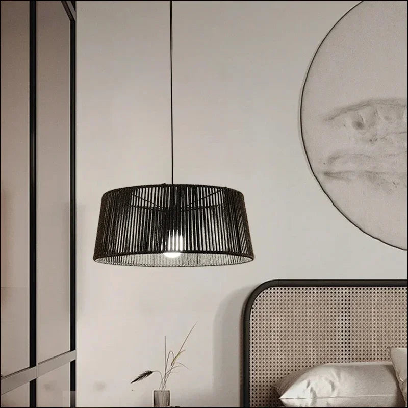 lustre nordique sandyha corde tissée lampes led suspendues - vue 3 sur 12