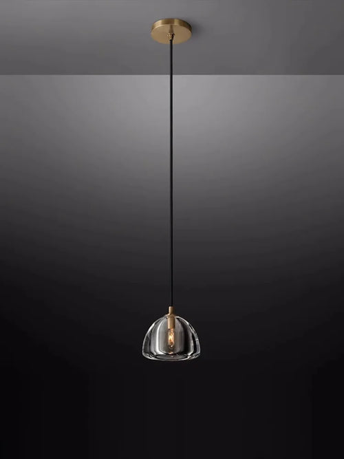 lustre vintage en cristal et cuivre pour éclairage intérieur - vue 4 sur 13