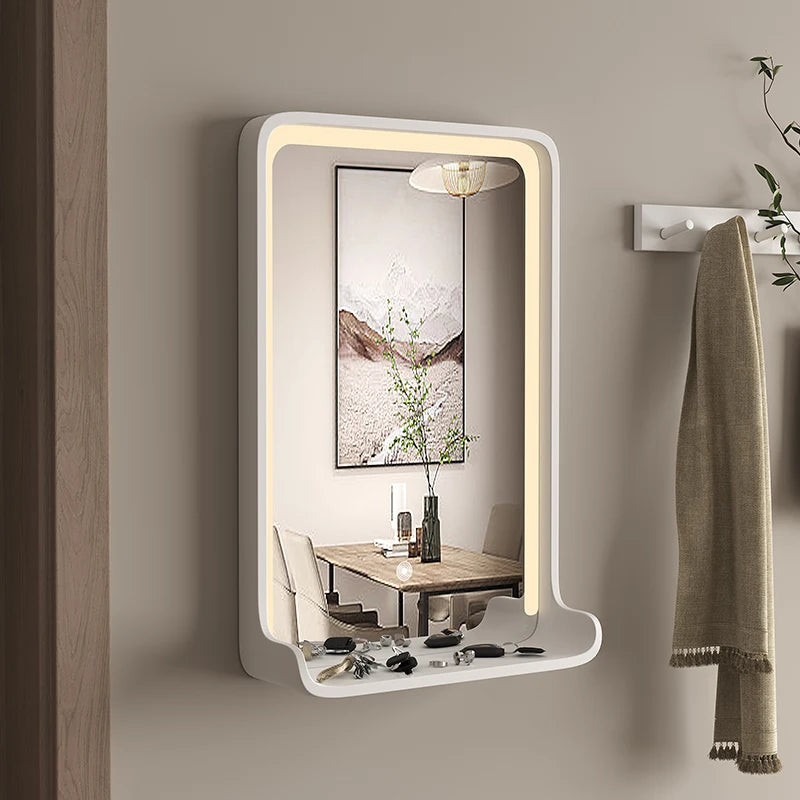miroir en bois massif avec éclairage led et fixation murale - vue 4 sur 29