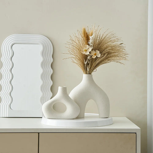 lot de 2 vases en céramique nordique pour décoration moderne - vue 2 sur 7