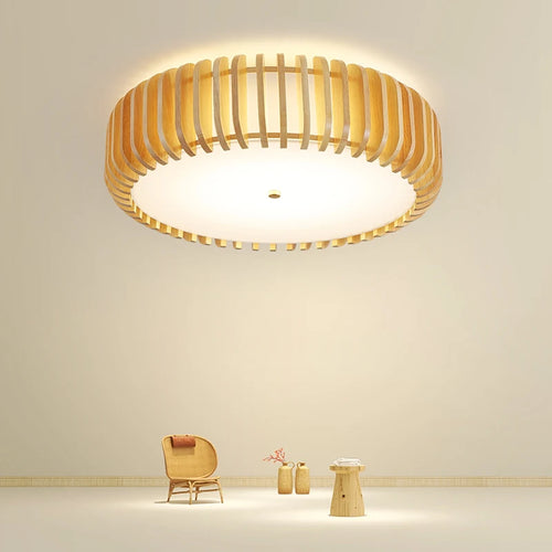 plafonnier japonais en bois pour un éclairage chaleureux