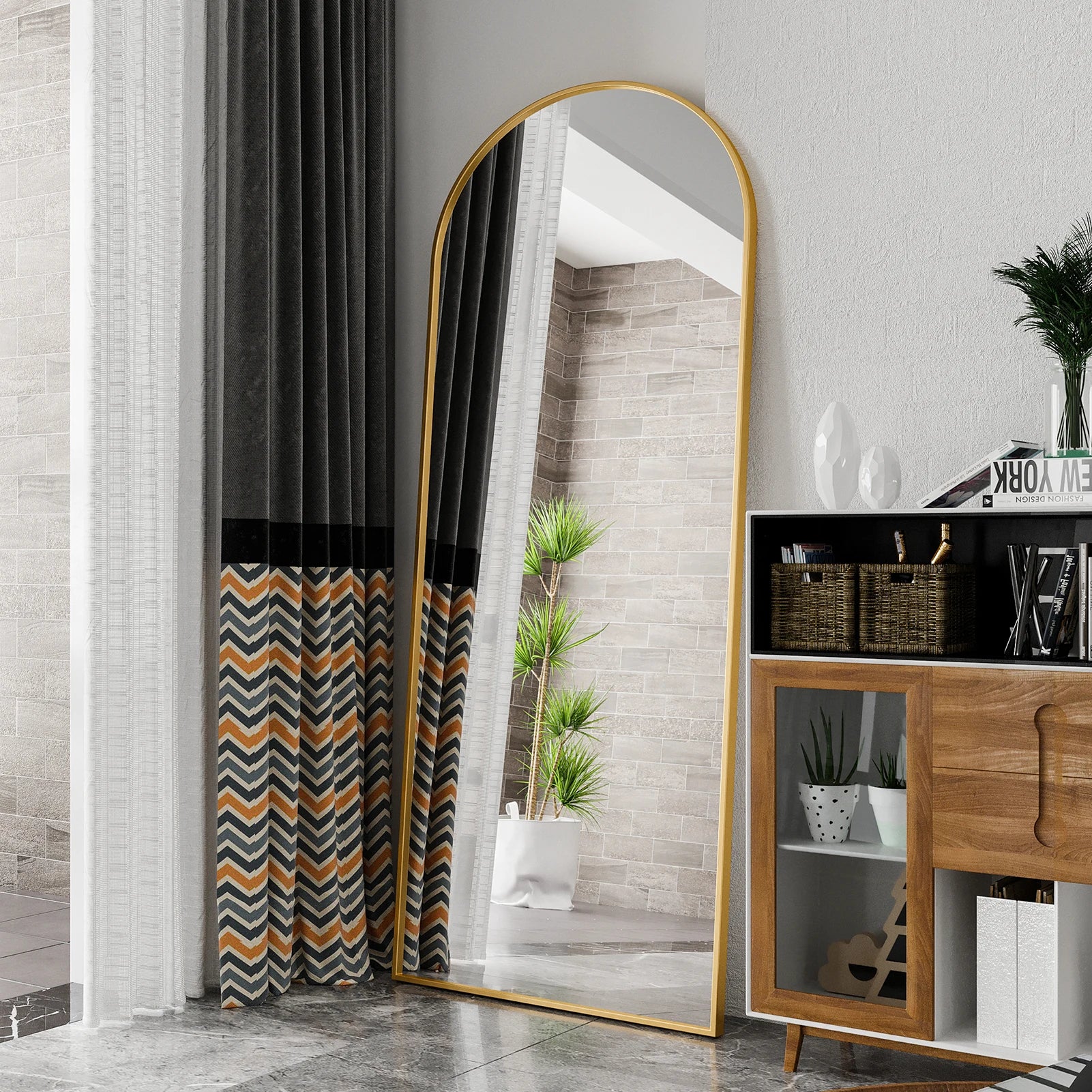miroir sur pied en verre trempé inclinable et mural - vue 4 sur 6