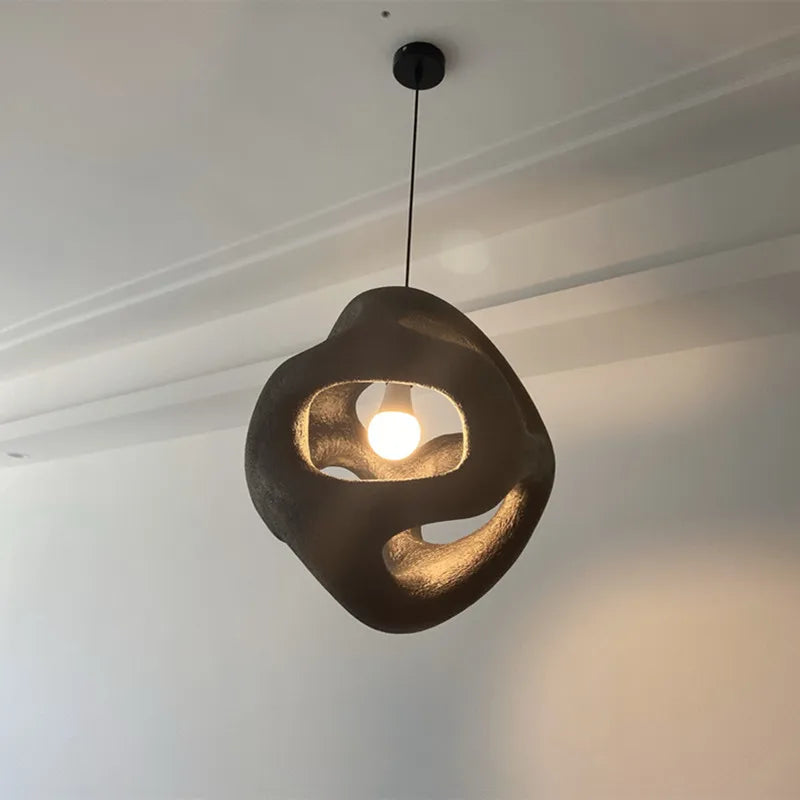 lustre led nordique fait main style wabi sabi restaurant - vue 5 sur 8