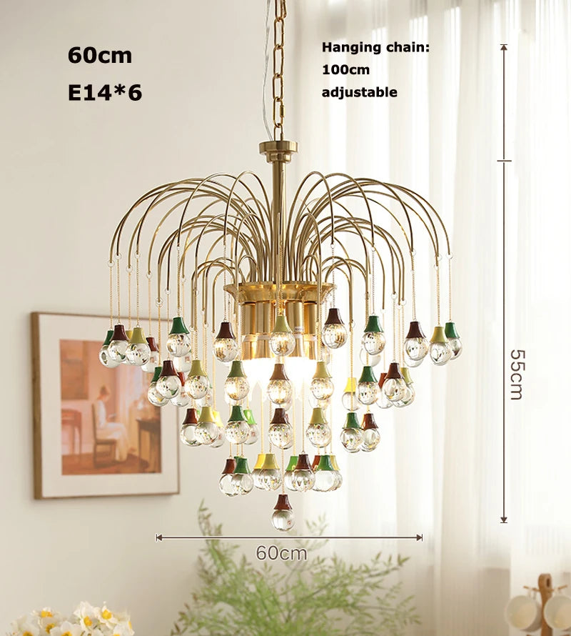 plafonnier tendance angel's tear en cristal lumineux élégant pour intérieur