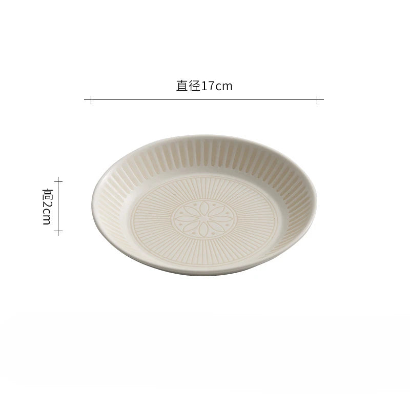 Assiette ceramique japonaise retro relief vaisselle artistique - vue 7 sur 7